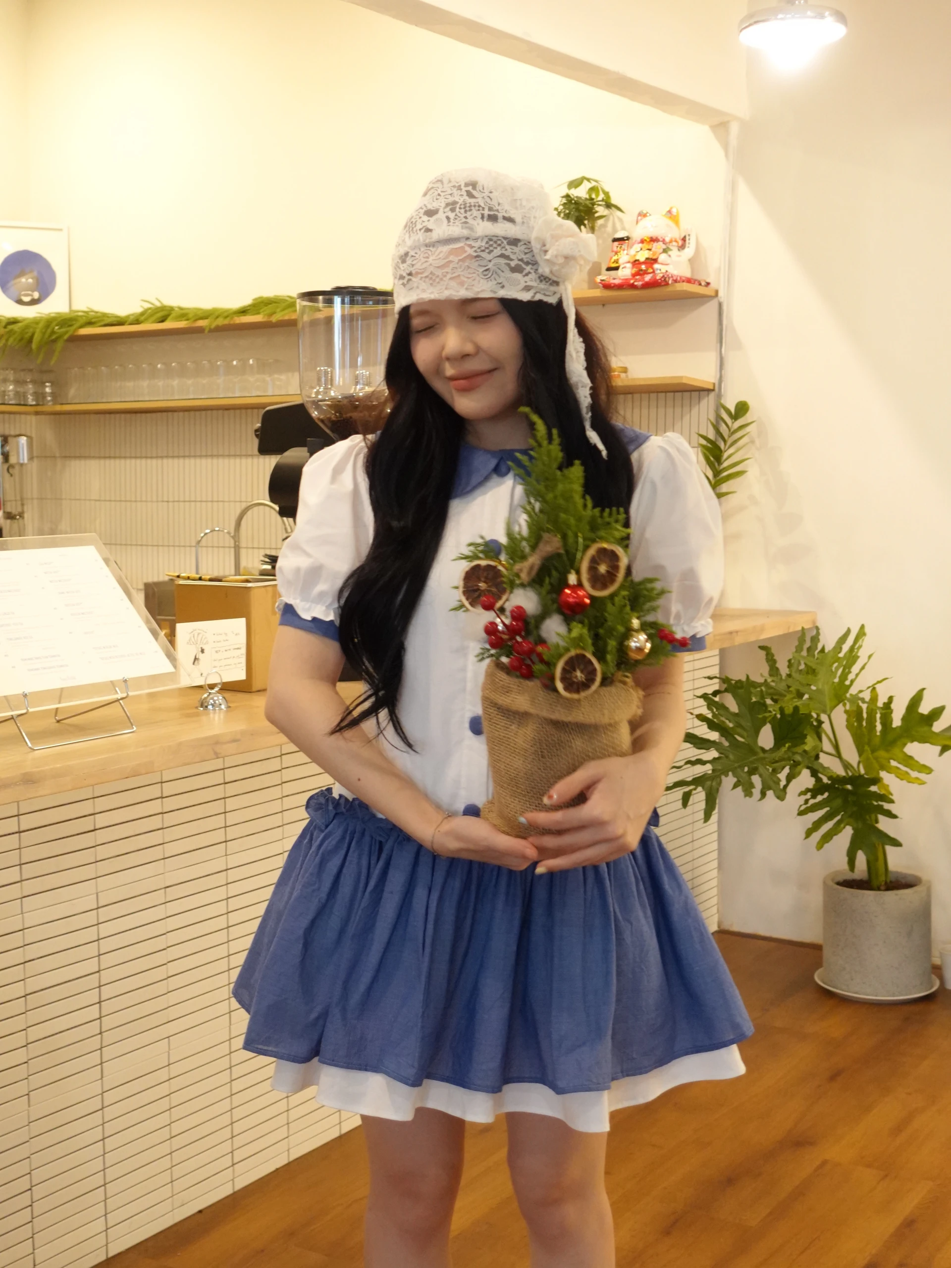  Set babydoll caro đỏ phối trắng 